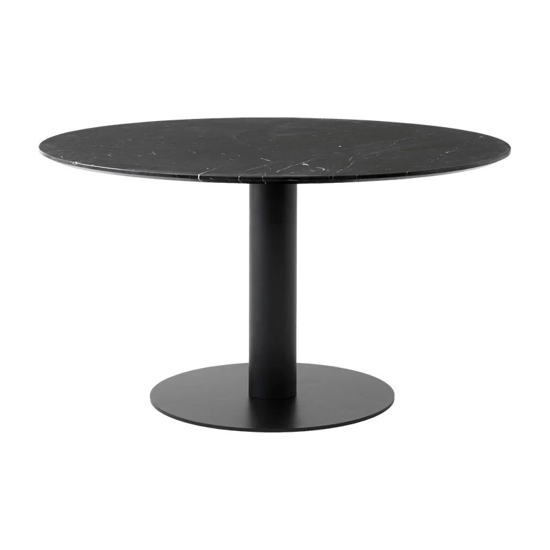 Table à manger ronde en marbre noire et base en acier noire 150 cm In Between SK20 - &Tradition