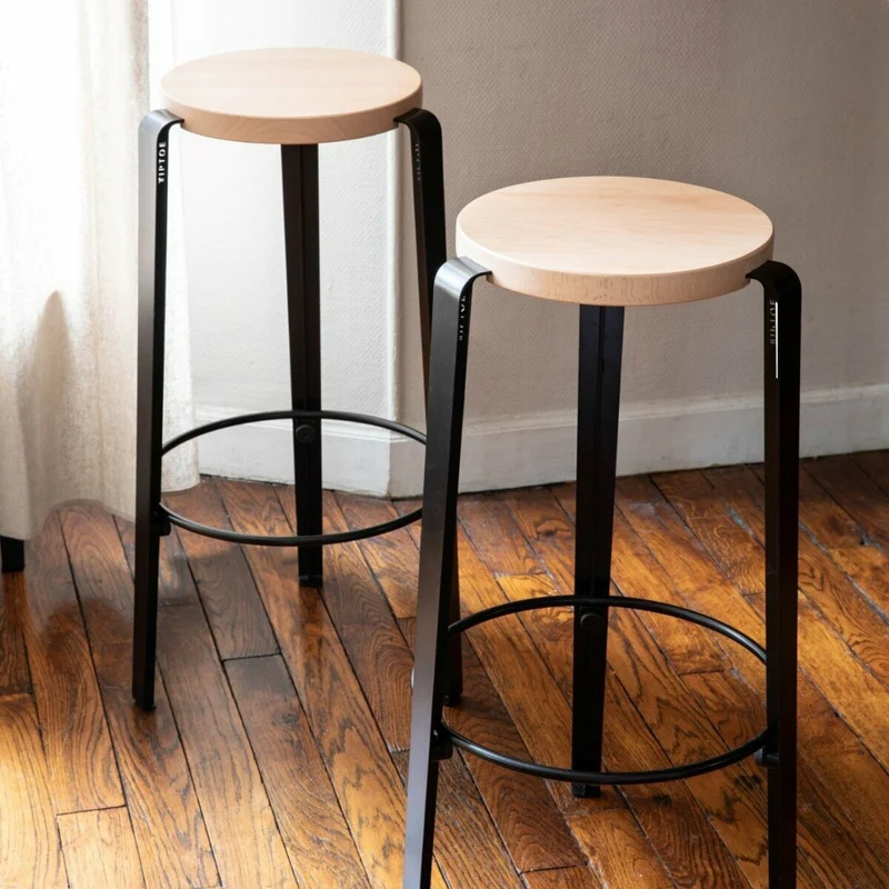 Tabouret de bar hêtre noir graphite BIG LOU - TIPTOE