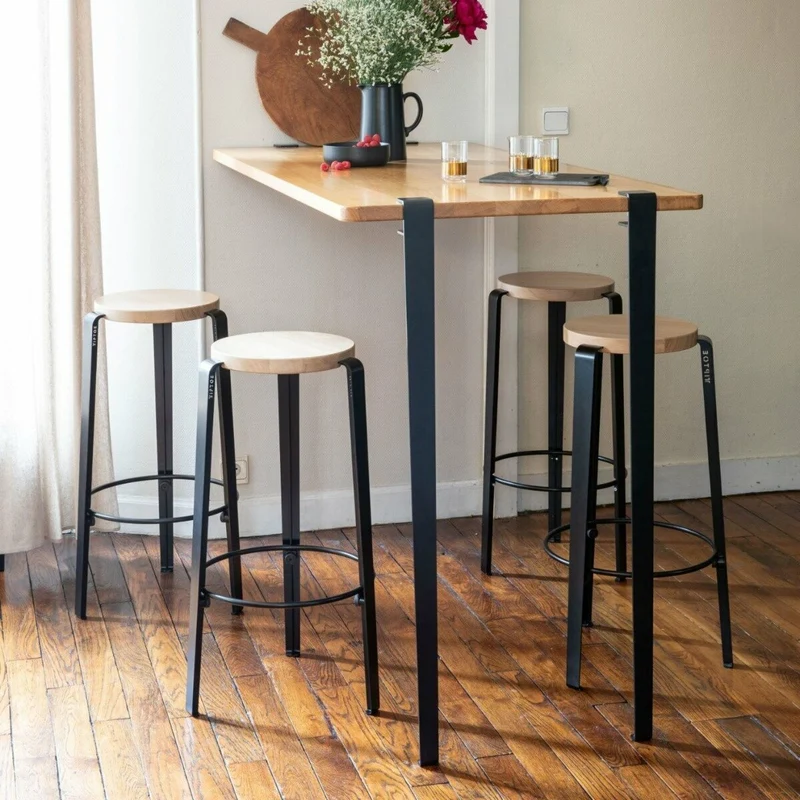Tabouret de bar hêtre noir graphite BIG LOU - TIPTOE