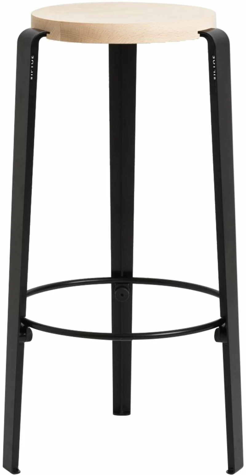Tabouret de bar hêtre noir graphite BIG LOU - TIPTOE