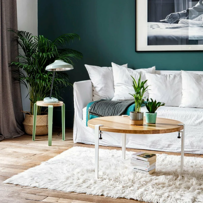 Table basse Brooklyn pieds gris eucalyptus 43 cm - TIPTOE