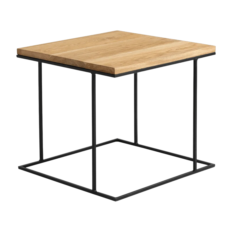 Table basse carré en métal noir plateau en plaqué bois Walt - Custom Form