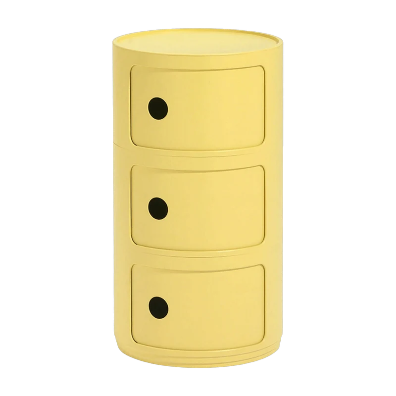 Table de chevet jaune 3 tiroirs Componibili Bio - Kartell