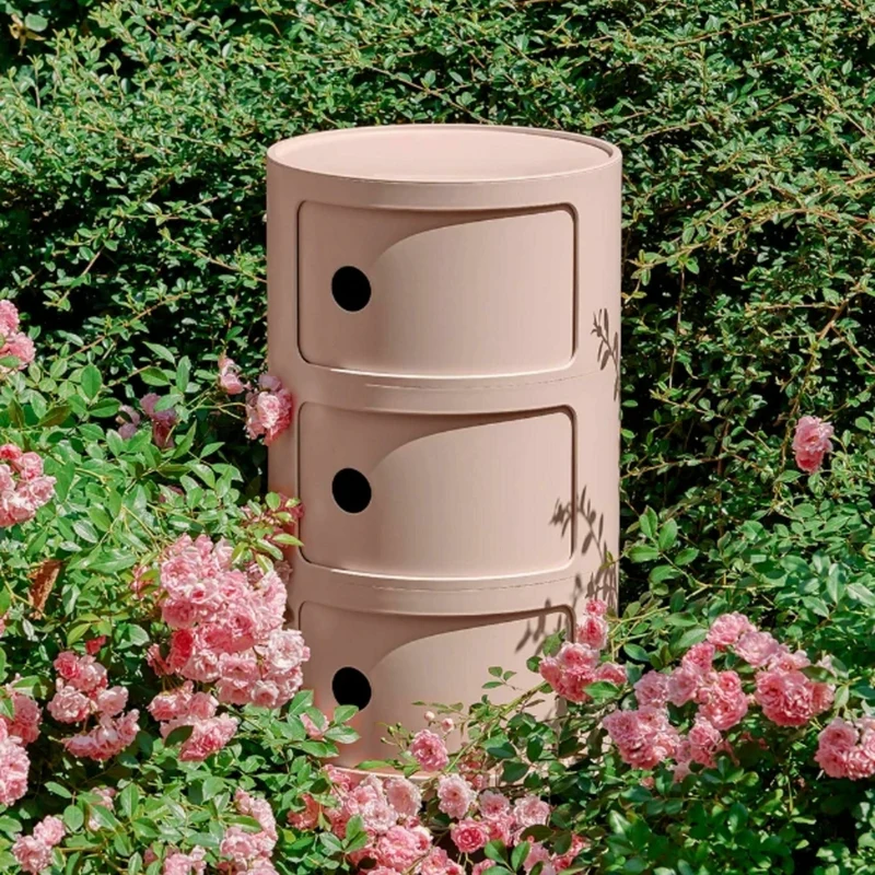 Table de chevet rose 3 tiroirs Componibili Bio - Kartell