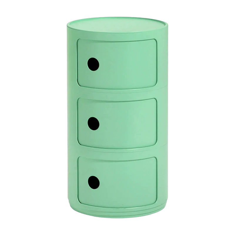 Table de chevet vert 3 tiroirs Componibili Bio - Kartell
