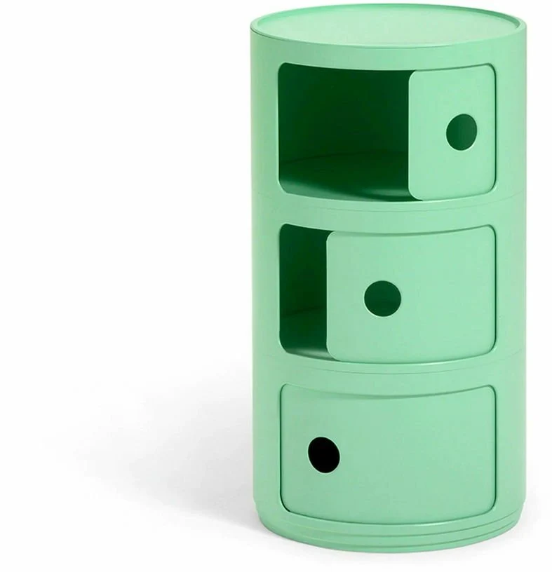 Table de chevet vert 3 tiroirs Componibili Bio - Kartell