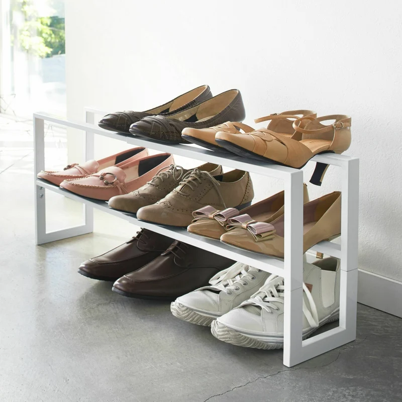 Etagère à chaussures blanche 2 niveaux - Yamazaki