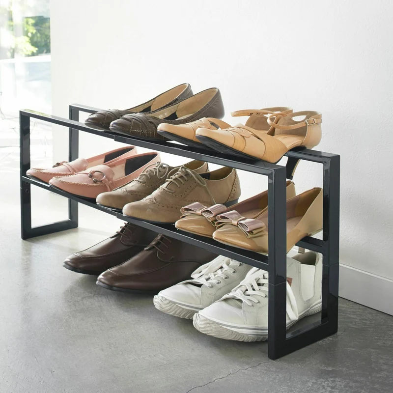 Etagère à chaussures noire 2 niveaux - Yamazaki