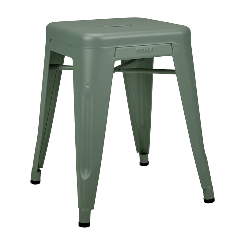 Tabouret en acier H45 Vert lichen mat fine texture - Tolix