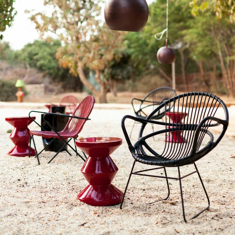 Tabouret bordeaux laqué Zig Zag - Pols Potten