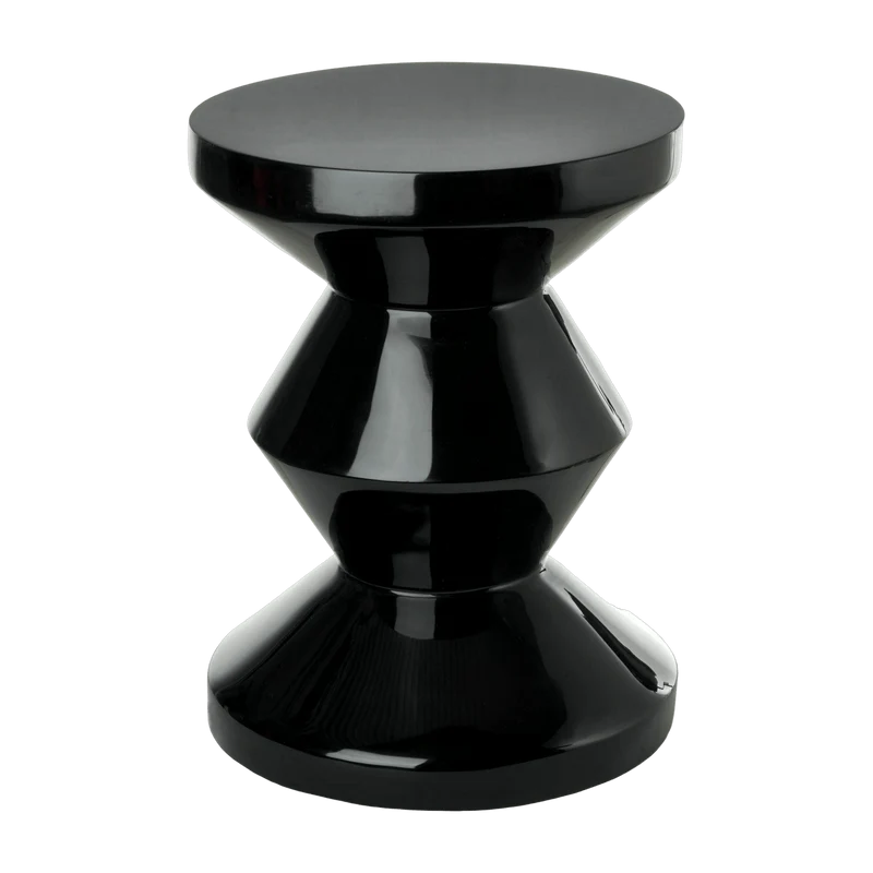 Tabouret noir laqué Zig Zag - Pols Potten
