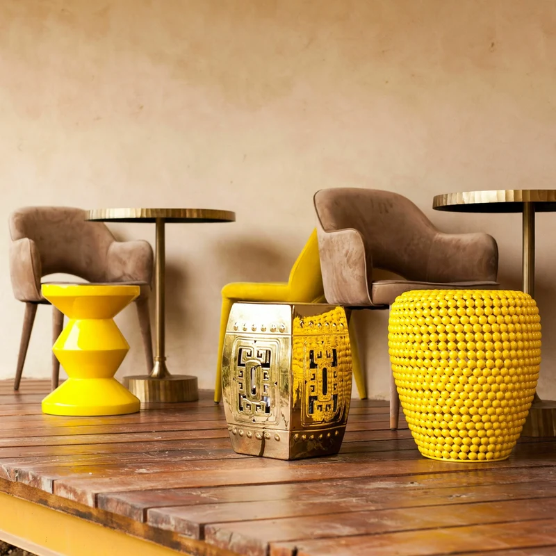 Tabouret jaune laqué Zig Zag - Pols Potten