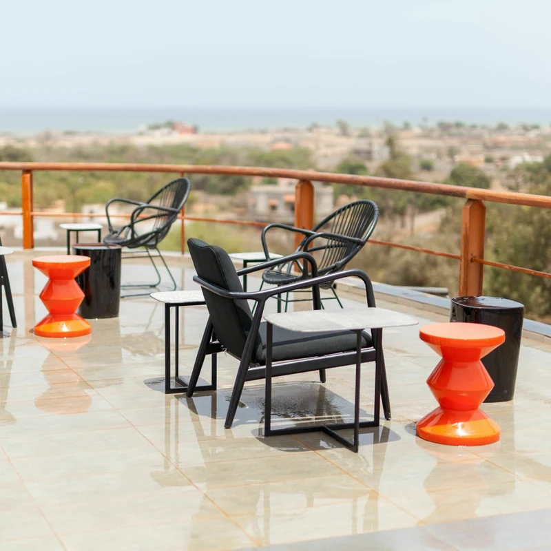 Tabouret orange laqué Zig Zag - Pols Potten
