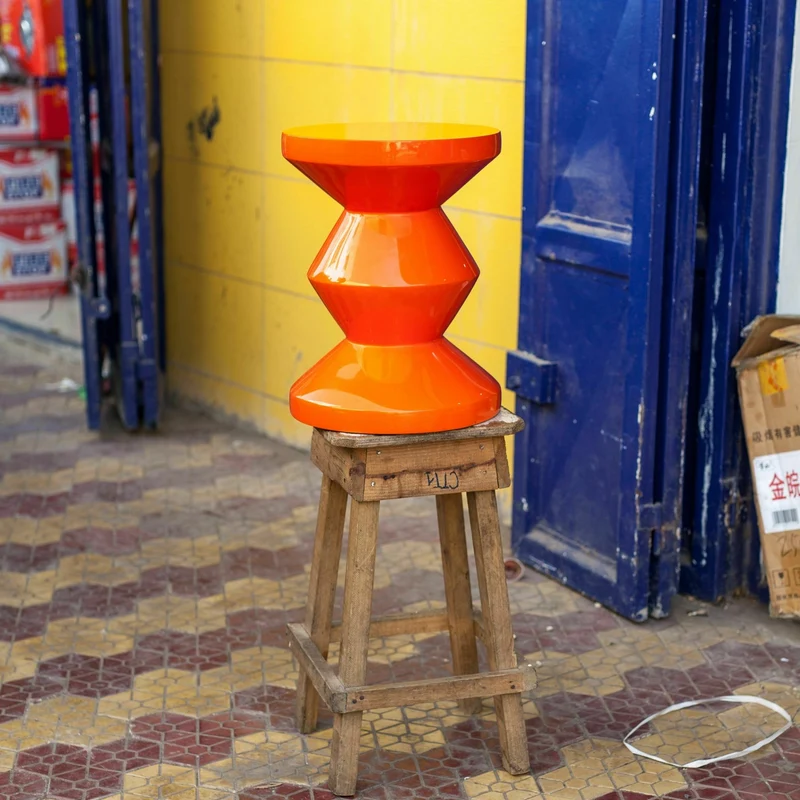 Tabouret orange laqué Zig Zag - Pols Potten