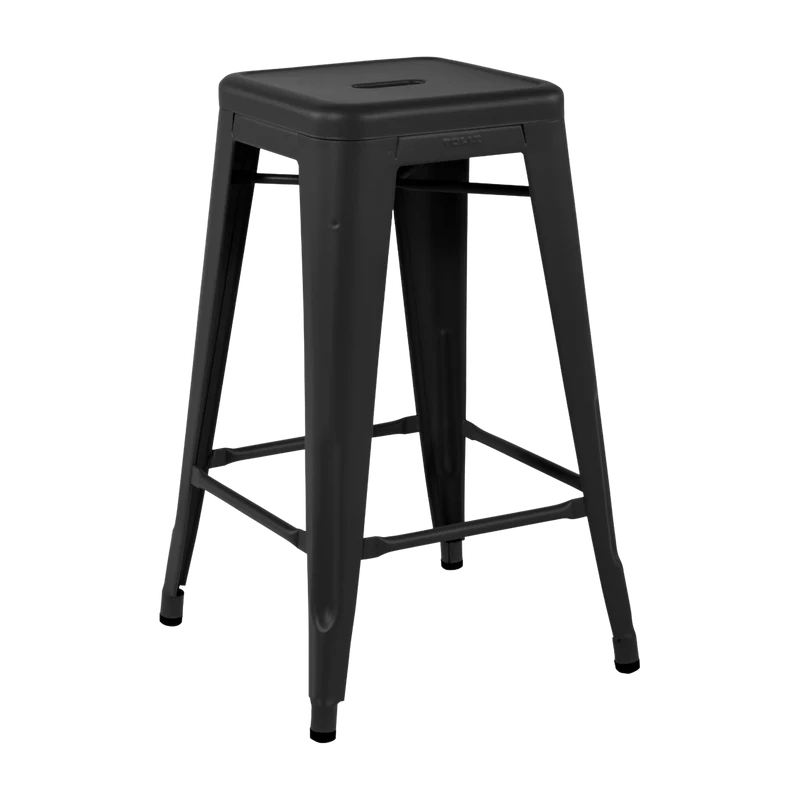 Tabouret en acier H65 Noir mat - Tolix