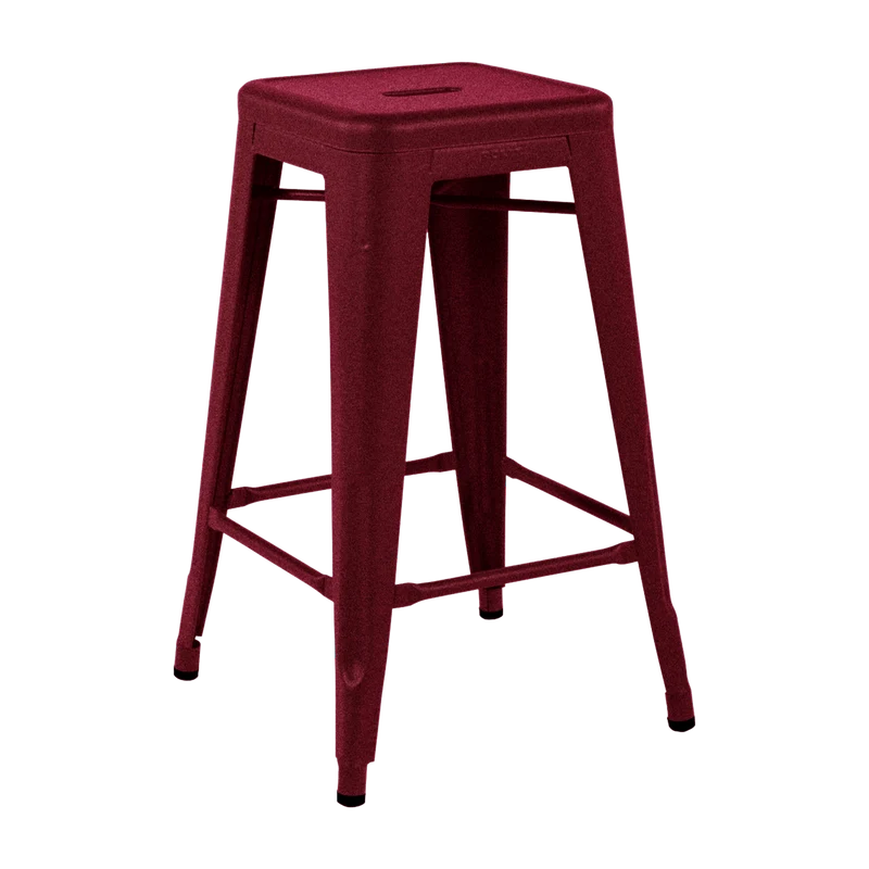 Tabouret en acier H65 Bourgogne mat fine texture - Tolix