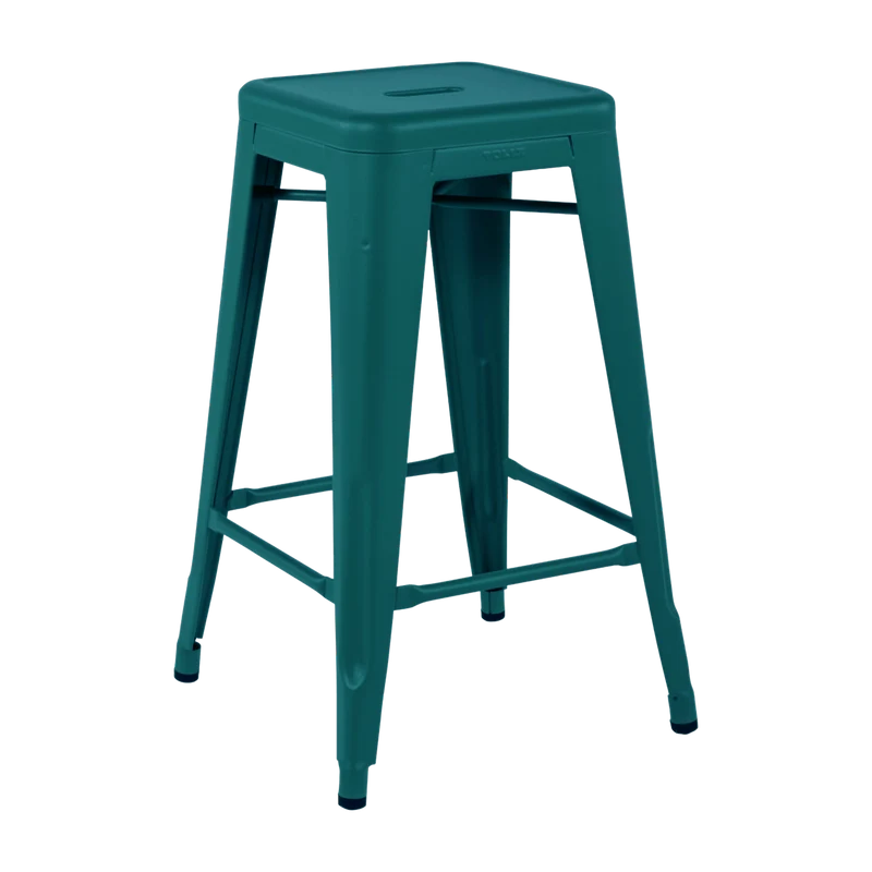 Tabouret en acier H65 Vert canard mat fine texture - Tolix