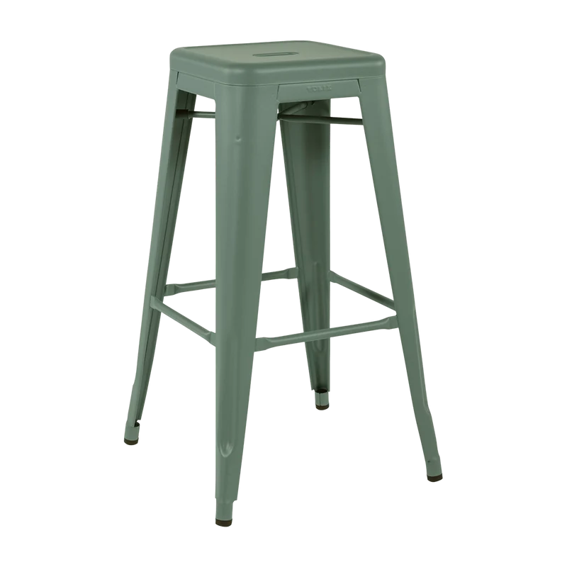 Tabouret en acier H75 Vert lichen mat fine texture - Tolix
