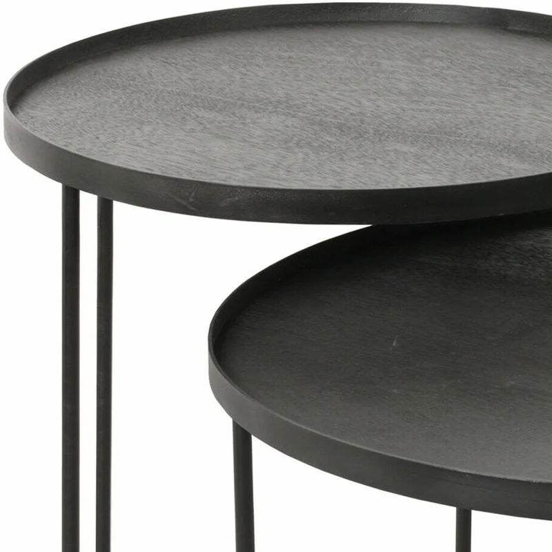 2 tables d'appoint en métal à plateau rond S/L - Ethnicraft Accessories
