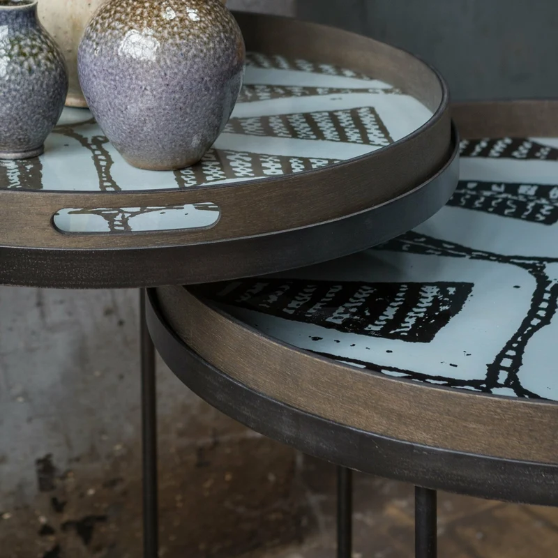 2 tables d'appoint en métal à plateau rond S/L - Ethnicraft Accessories