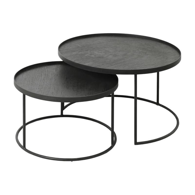 2 tables basses gigognes en métal à plateau rond 62 cm - Ethnicraft Accessories