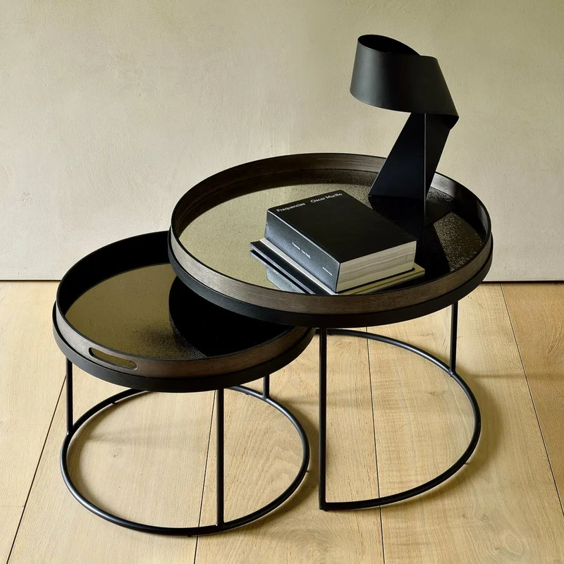 2 tables basses en métal à plateau rond 93 cm - Ethnicraft Accessories