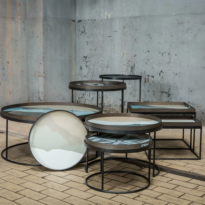 2 tables basses en métal à plateau rond 93 cm - Ethnicraft Accessories