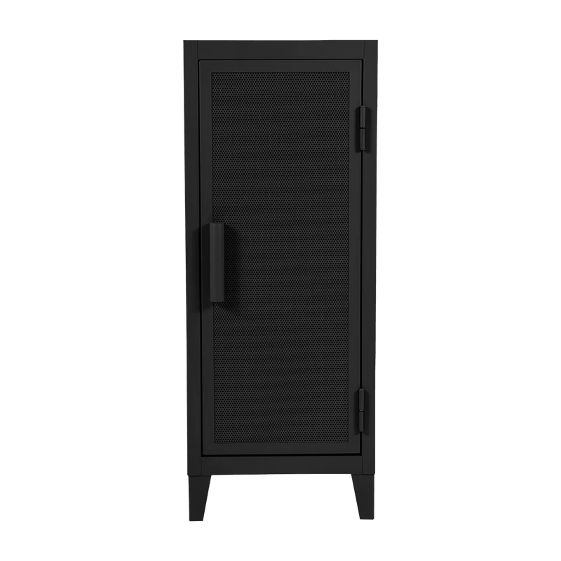 Vestiaire en acier perforé B1 bas et poignées noir mat - Tolix