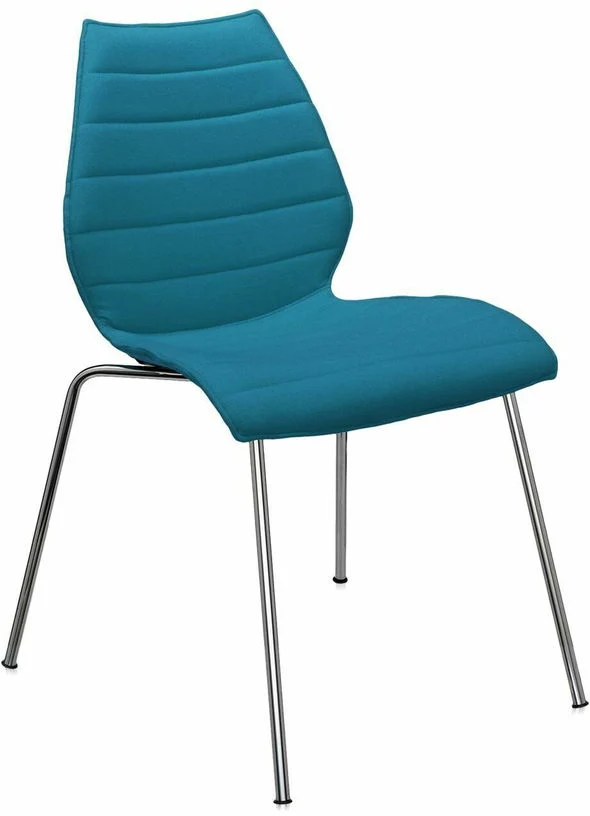 Chaise rembourrée bleue pétrole Maui Soft - Kartell