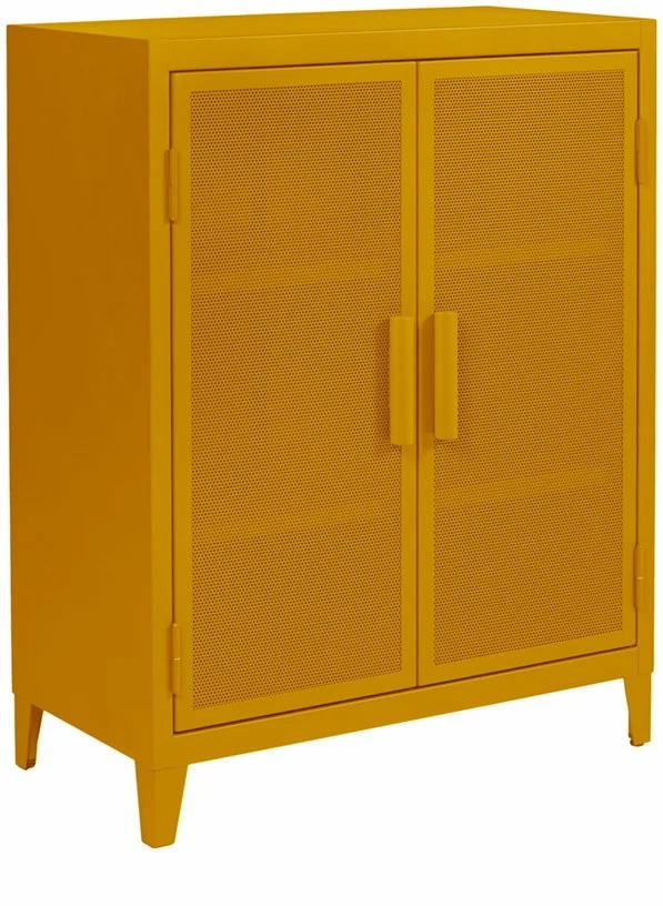 Vestiaire en acier perforé B2 bas Jaune moutarde mat - Tolix