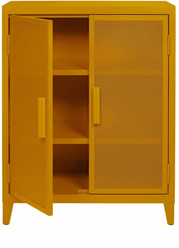 Vestiaire en acier perforé B2 bas Jaune moutarde mat - Tolix
