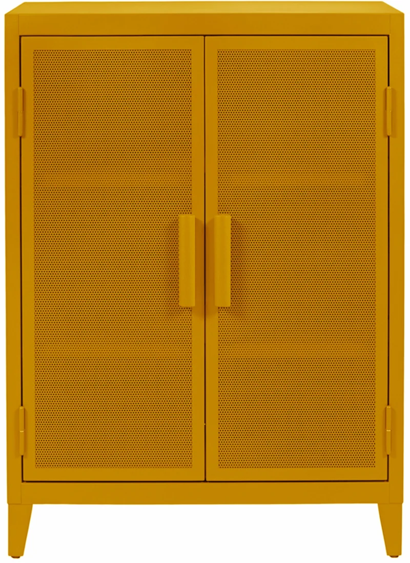 Vestiaire en acier perforé B2 bas Jaune moutarde mat - Tolix