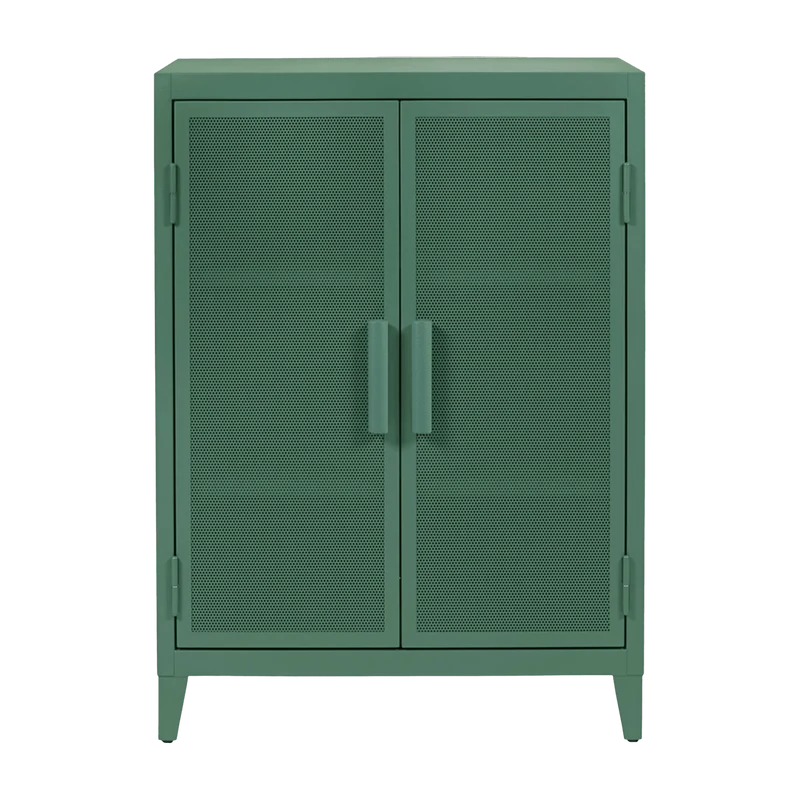 Vestiaire en acier perforé B2 bas Vert lichen mat fine texture - Tolix