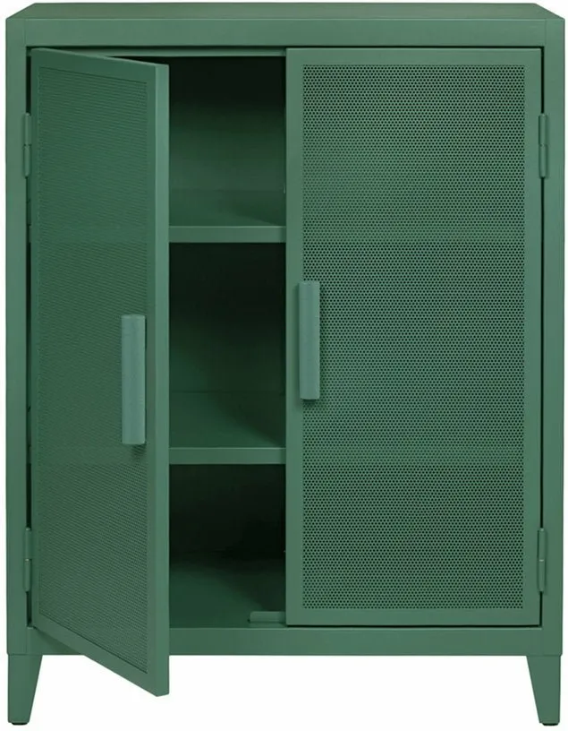 Vestiaire en acier perforé B2 bas Vert lichen mat fine texture - Tolix