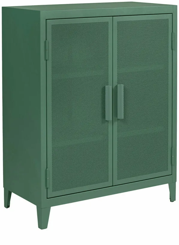 Vestiaire en acier perforé B2 bas Vert lichen mat fine texture - Tolix