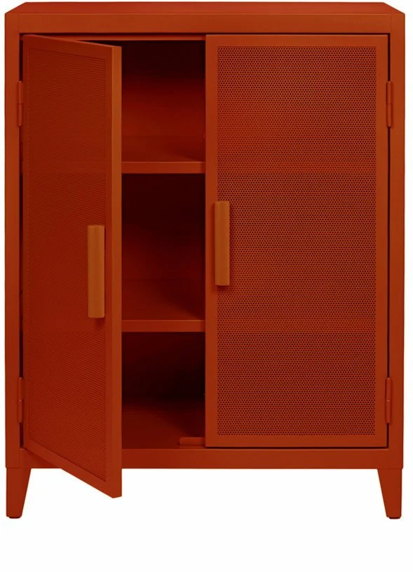 Vestiaire en acier perforé B2 bas Terracotta mat fine texture - Tolix