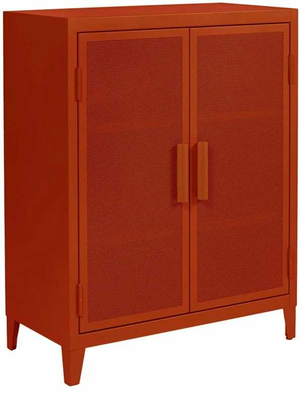 Vestiaire en acier perforé B2 bas Terracotta mat fine texture - Tolix