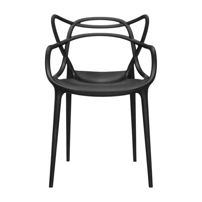 Chaise avec accoudoirs noire Masters - Kartell