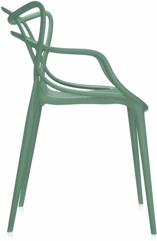 Chaise avec accoudoirs verte Masters - Kartell