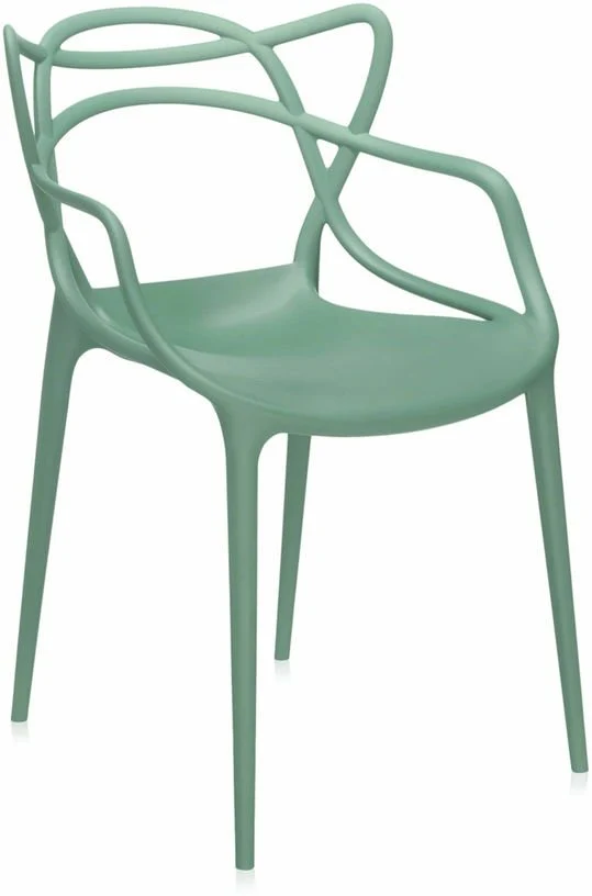 Chaise avec accoudoirs verte Masters - Kartell
