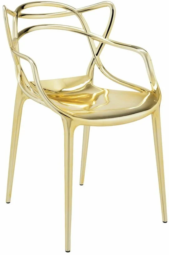 Chaise avec accoudoirs dorée Masters - Kartell