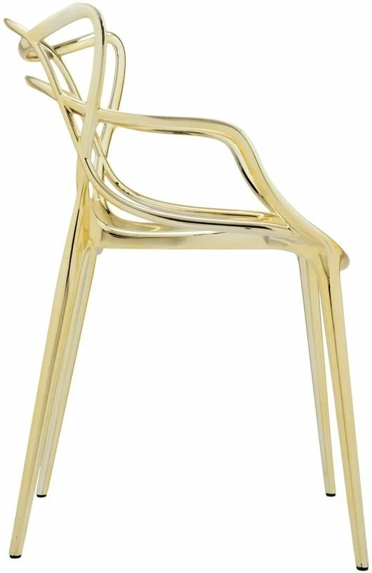 Chaise avec accoudoirs dorée Masters - Kartell