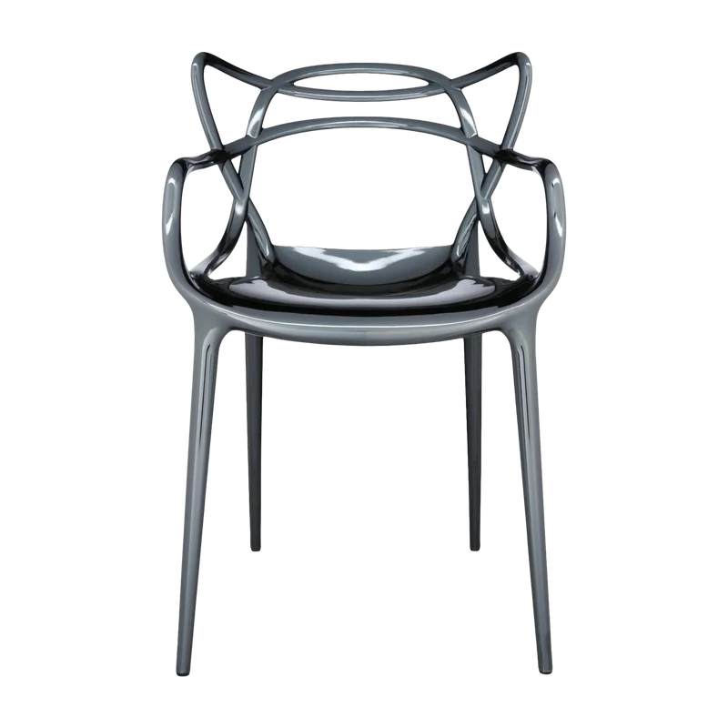 Chaise avec accoudoirs noire métallique Masters - Kartell