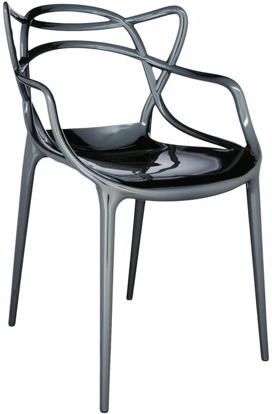 Chaise avec accoudoirs noire métallique Masters - Kartell