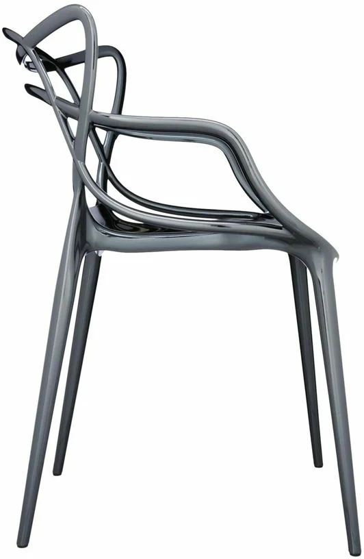 Chaise avec accoudoirs noire métallique Masters - Kartell