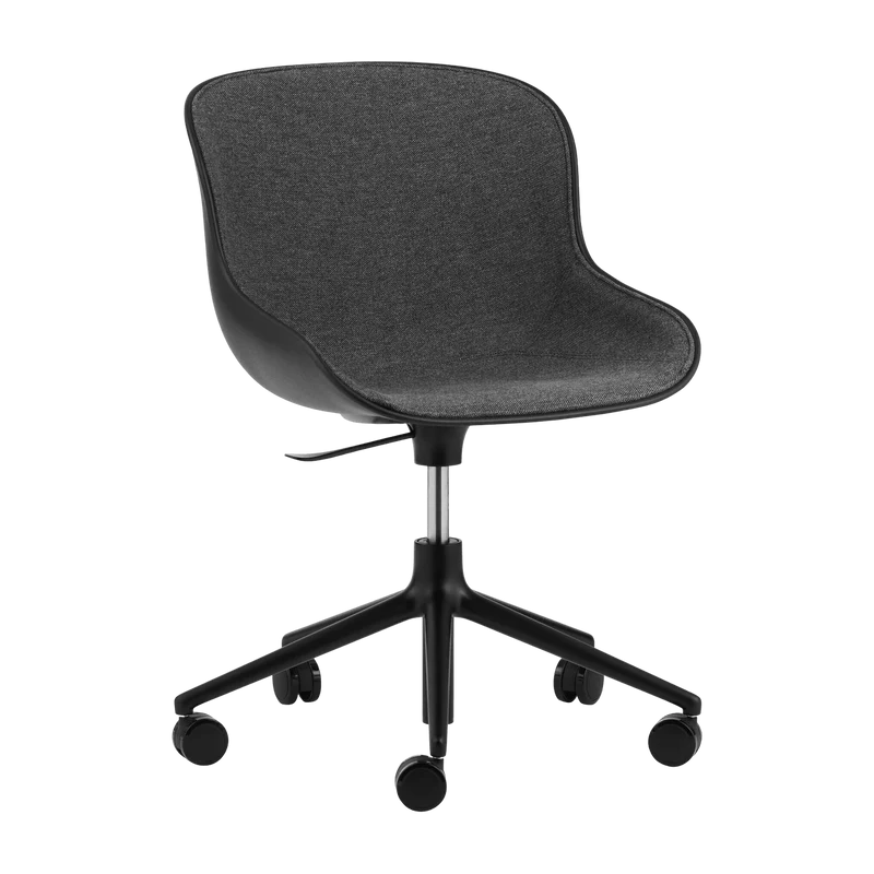 Chaise pivotante piétement noir à roulettes noire assise tissu Swivel - Norman Copenhagen