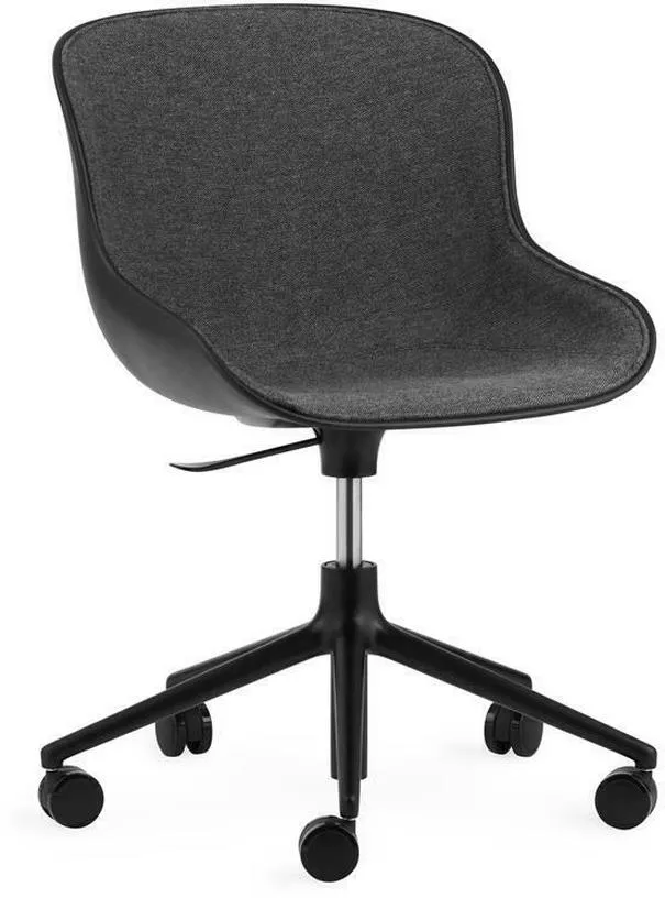 Chaise pivotante piétement noir à roulettes noire assise tissu Swivel - Norman Copenhagen
