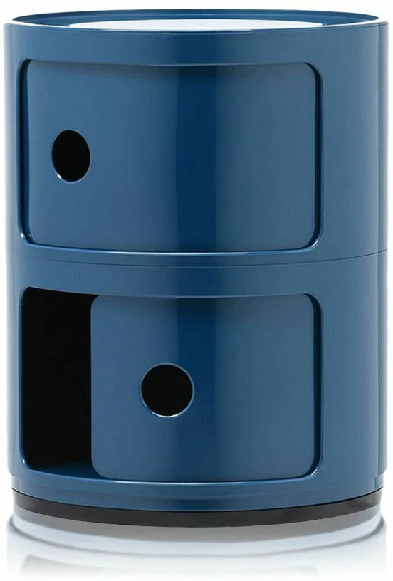 Table de chevet bleu 2 tiroirs Componibili - Kartell