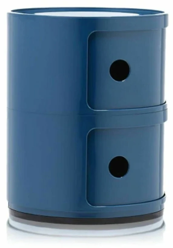 Table de chevet bleu 2 tiroirs Componibili - Kartell