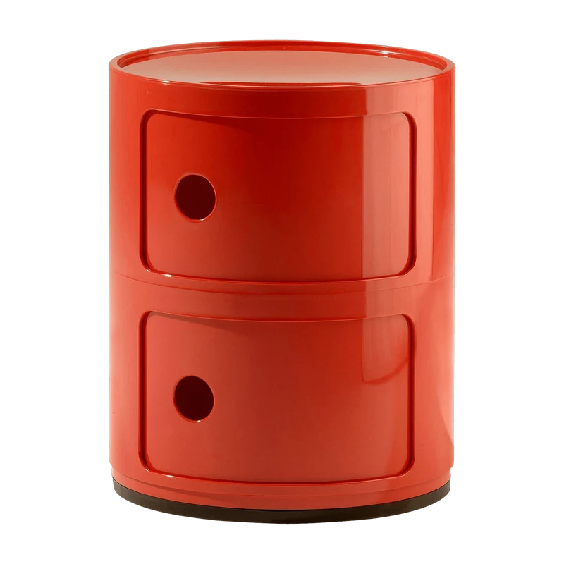 Table de chevet rouge 2 tiroirs Componibili - Kartell